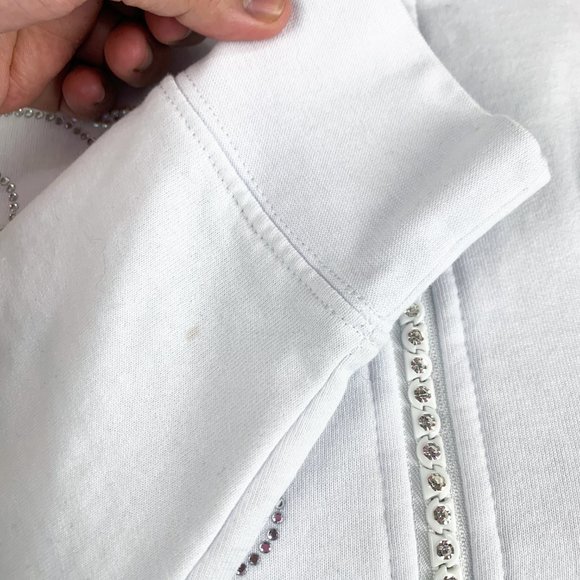 Tia Sweater Women Medium White Zip Up Sparkly Embellished Starfish Vintage - Picture 12 of 13